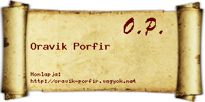 Oravik Porfir névjegykártya
